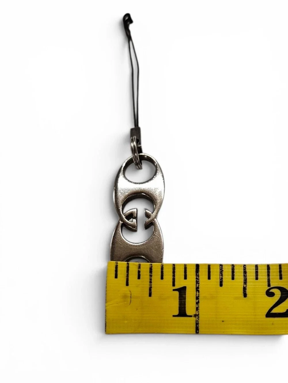 Gucci Double G Monogram Keychain Charm In Silver With Dust Pouch